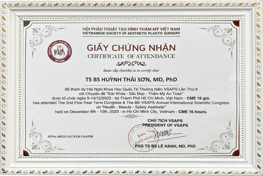 Chứng nhận CME 16 giờ tại Hội nghị Khoa học Quốc tế VSAPS lần thứ 8 (2023)